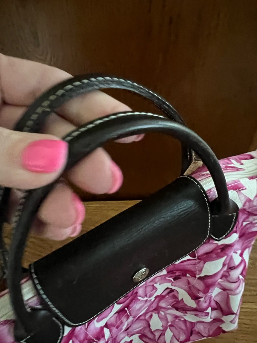 Longchamp Le Pilage Darshan Floral Pink and White Mini Tote - Picture 10 of 16